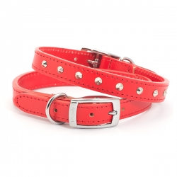 Ancol Collar Red Studded Leather 24"